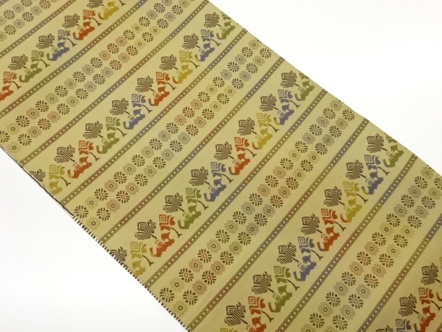 JAPANESE KIMONO / FUKURO OBI / WOVEN STRIPE & ABSTRACT PATTERN